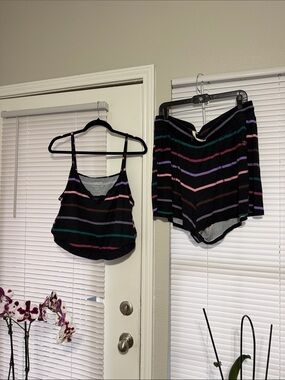 Torrid Striped Black Pajama Set - Tank & Shorts
